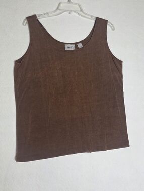 Chicos Travelers Sleeveless Tank Top Size 3 Brown Stretch